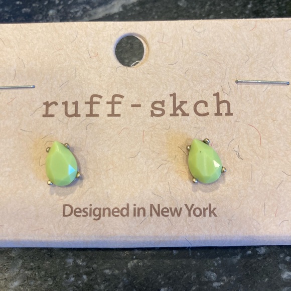 Ruff-skch Statement Necklace 19” adjustable Turquoise Lime Blue w/ earrings - Picture 5 of 6